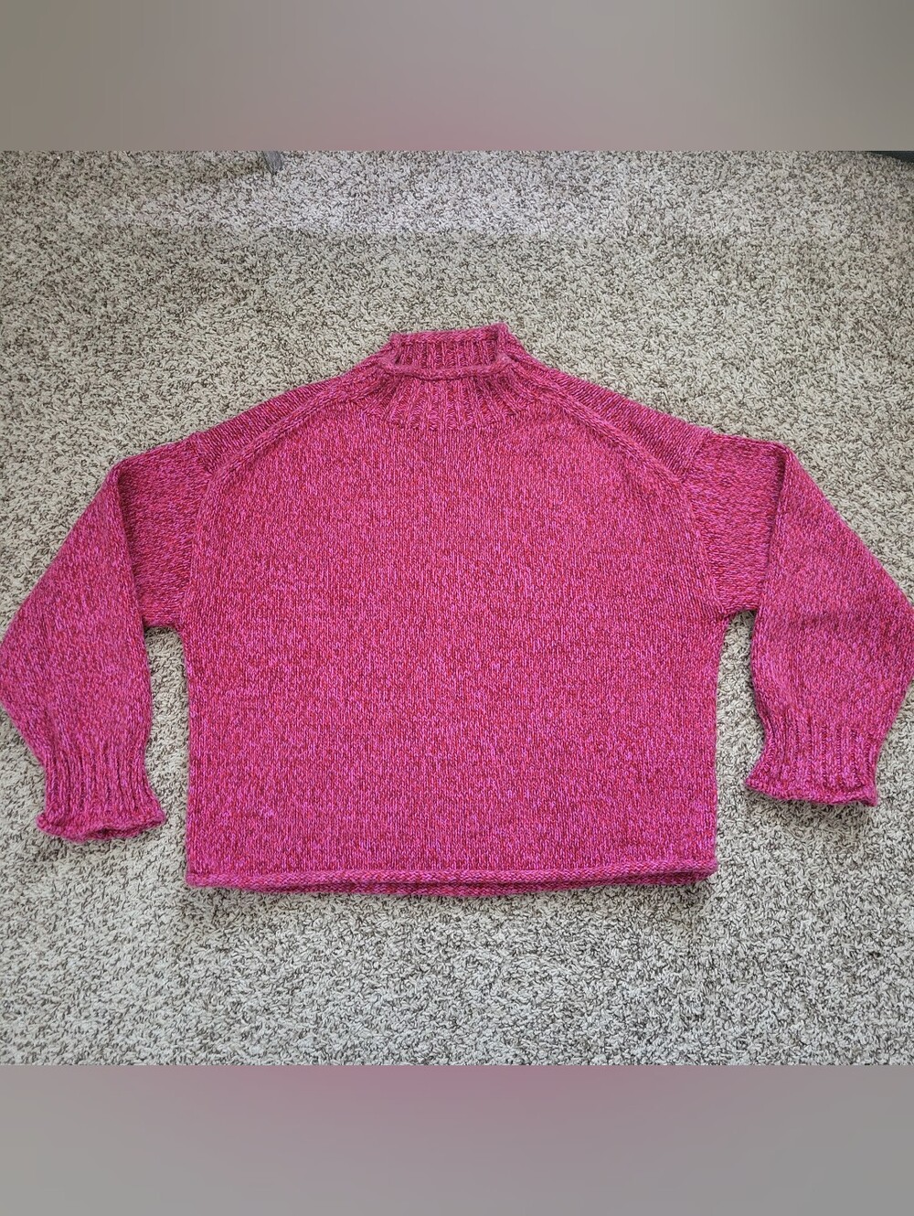 J. Crew 2025 Rollneck Sweater Marled Vintage Berry Pink Red Purple Cotton Small - Picture 2 of 8